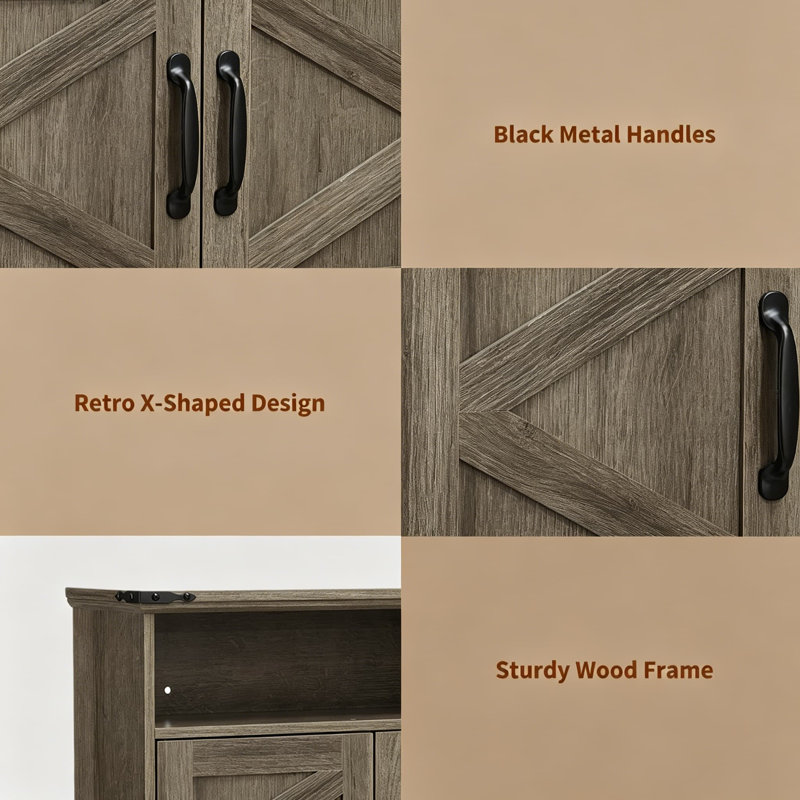 Armoire de salle de bain murale avec portes de grange - Armoire de rangement au-dessus de la toilette de 25 pouces avec tablette et tiroir réglables, organisateur suspendu pour salle de bain, cuisine, buanderie, entrée, gris