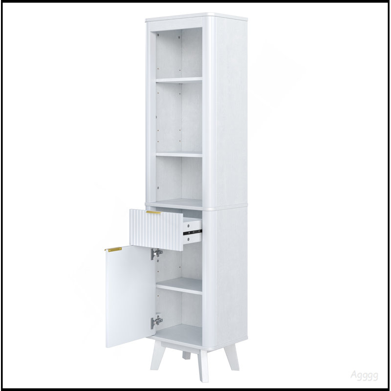 68" H Tall Bathroom Storage Cabinet With  Adjustable Shelves And One Drawer & Door, Storage Cabinet For Bathroom, Living Room, Entryway & Kitchen, White