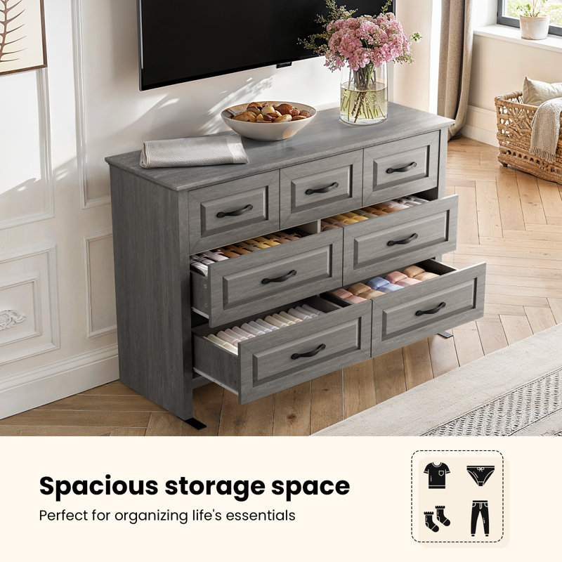Commode 7 tiroirs Classic - Unité de rangement spacieuse et élégante, commode 7 tiroirs avec rangement pour chambre / salon / bureau