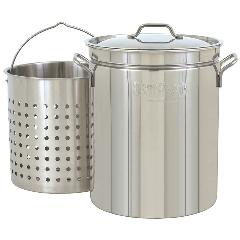 Bayou Classic 44 Quart Stainless Steel Stockpot with Vented Lid, BC-1144, Silver, 44-qt.