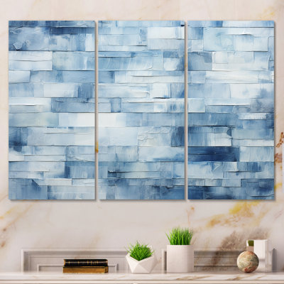 Carreaux scandinaves blancs et bleus III - décoration murale mosaïque bohème