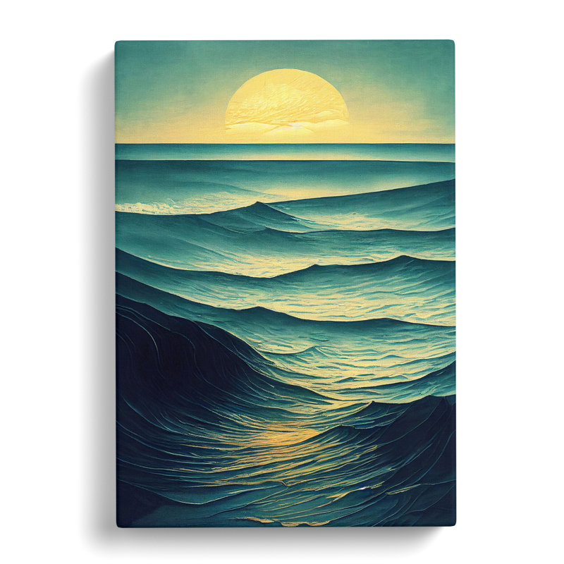 Seascape Painting Sgraffito Vol.1 - Wrapped Canvas, 50cm H x 35cm W x 3cm D