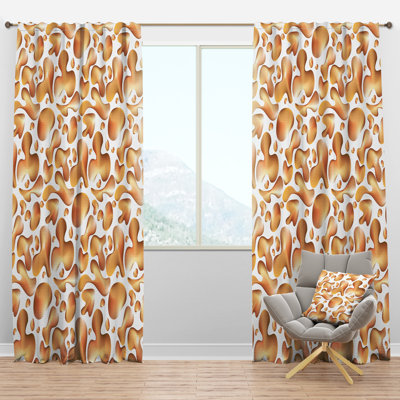 Panneau de rideau simple semi-diaphane avec passe-tringle Mid-Century