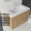 Meuble-lavabo flottant avec portes à fermeture en douceur et lavabo en céramique-133668218