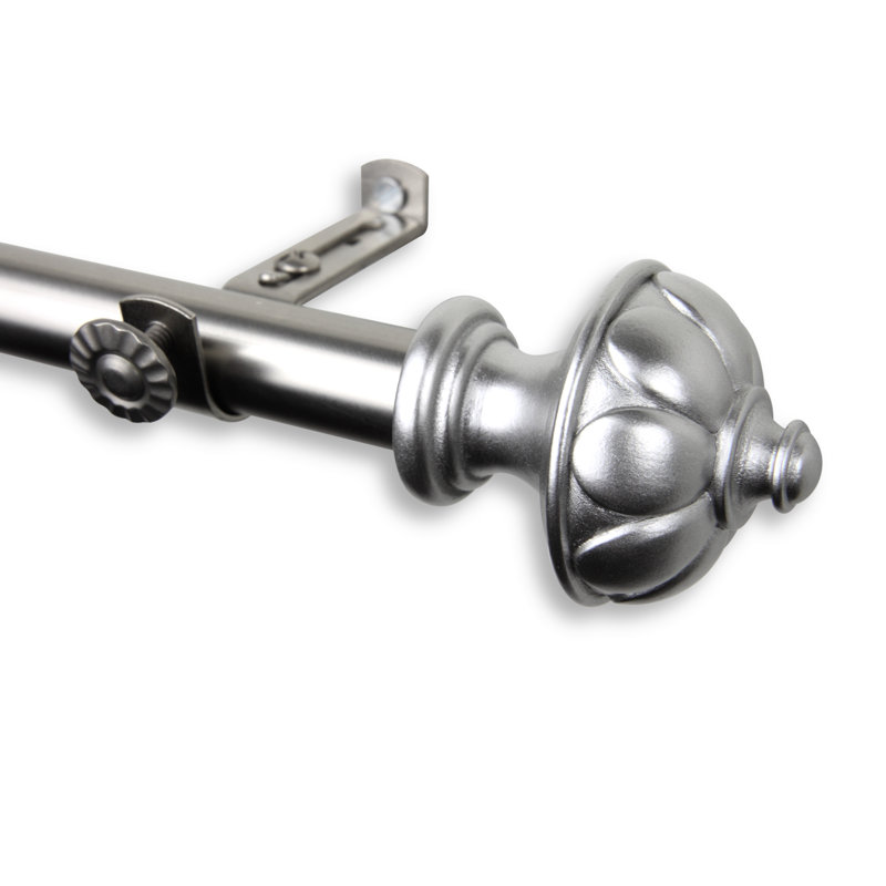Ensemble de tringle à rideaux simple et quincaillerie Kravitz, Nickel satiné, 18" - 28"
