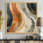 Orange Black Minimalist Earthline Motion I - Tableau abstrait encadré