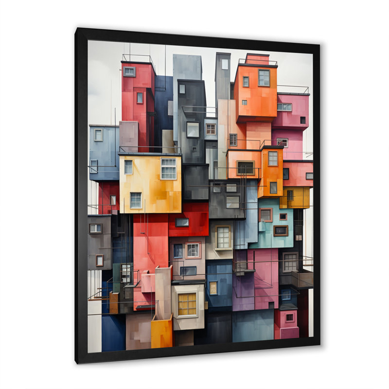 "Lamoyne Constructivism", reproduction sur toile, Cadre photo noir, H 32 po x l 24 po x P 1 po