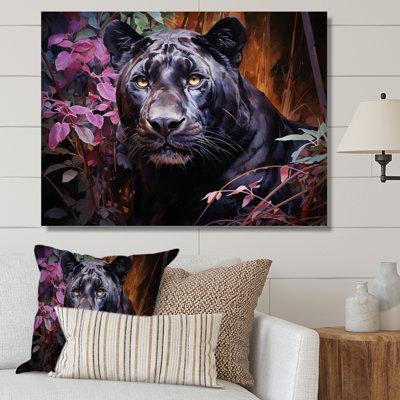 Purple Panther Romantic Twilight Watercolor - Animals Canvas Prints