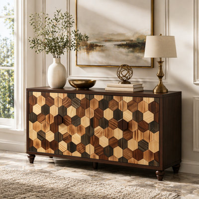 Buffet 59,8 "avec motif en nid d'abeille, armoire d'appoint moderne
