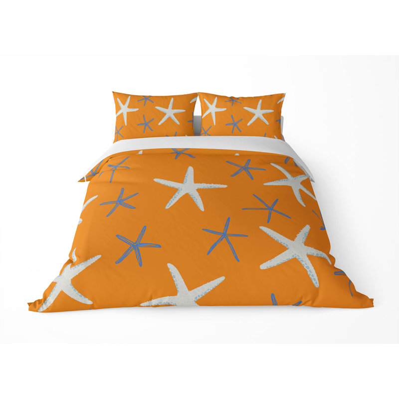Ensemble d'édredon décoratif Starfish, Édredon grand + 2 taies d'oreiller standard, Orange