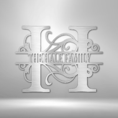 Personalized Split Letter Monogram Steel Sign Steel Art Wall Metal Decor