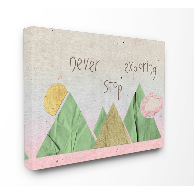 «Never Stop Exploration Collage», art encadré, H 16 po x l 20 po, Toile tendue