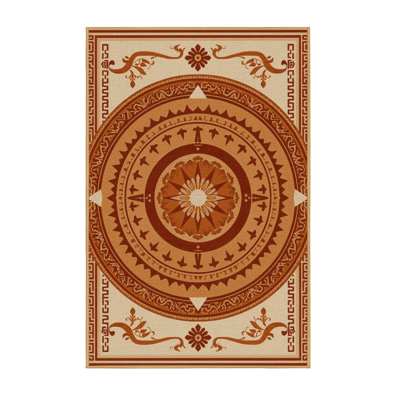 Tapis oriental brun classique lavable à la machine Titus Anu - reliure brun clair, 3 X 5
