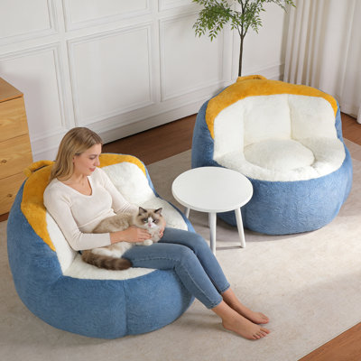 set of 2 Bean Bag Chair, Oversized Bean Bag Couch with Shredded Sponge Filler,Large Floor Sofa for Gaming, Reading, Relaxing in Living Room and Bedroom