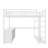 Queen Metal Loft Bed with L-Shaped Desk, Wardrobe & Storage Shelves – Kids, Teens, Adults, White-1073590650