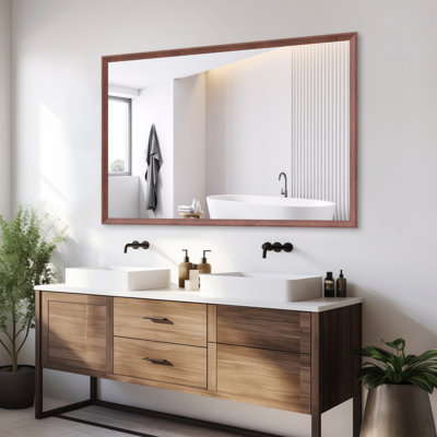 Miroir mural de salle de bain rectangulaire surdimensionné avec cadre