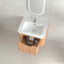 Armoire de salle de bain flottante murale 24 po pré-assemblée à bord arrondi de couleur noyer naturel avec cuve en céramique blanche-129683852
