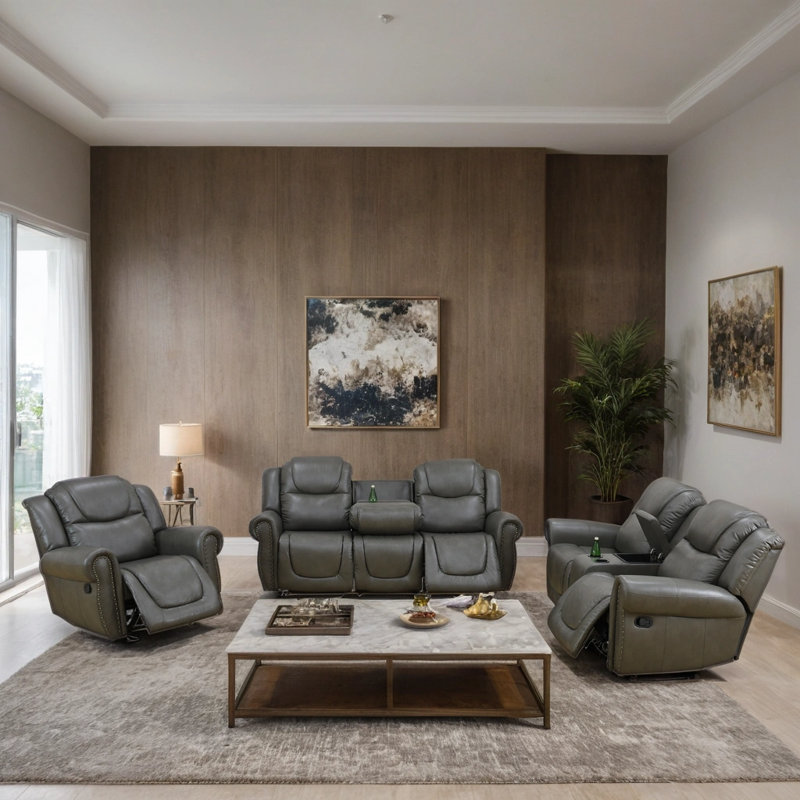 3-Piece Living Room Sofa Set, Brown
