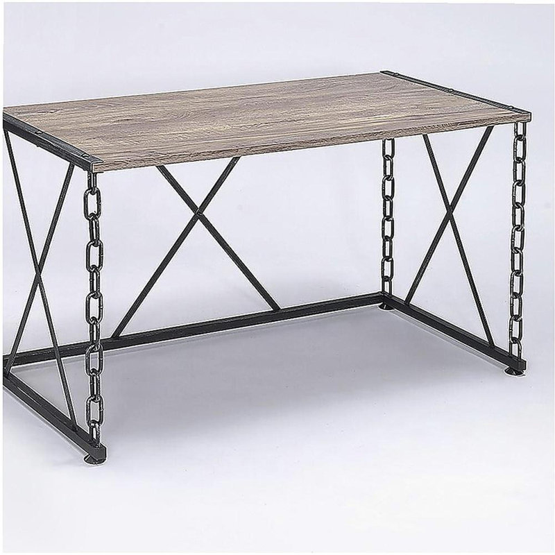 Chêne rustique et table rectangulaire rétro noire