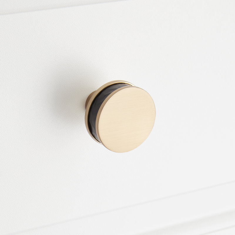 Poignée d'armoire ronde 1-1 / 4 po Lazzara, Champagne champagne / noir mat