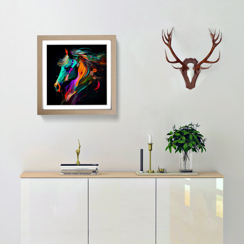Pony Abstract Expressionism No.1 - Framed Print, Oak