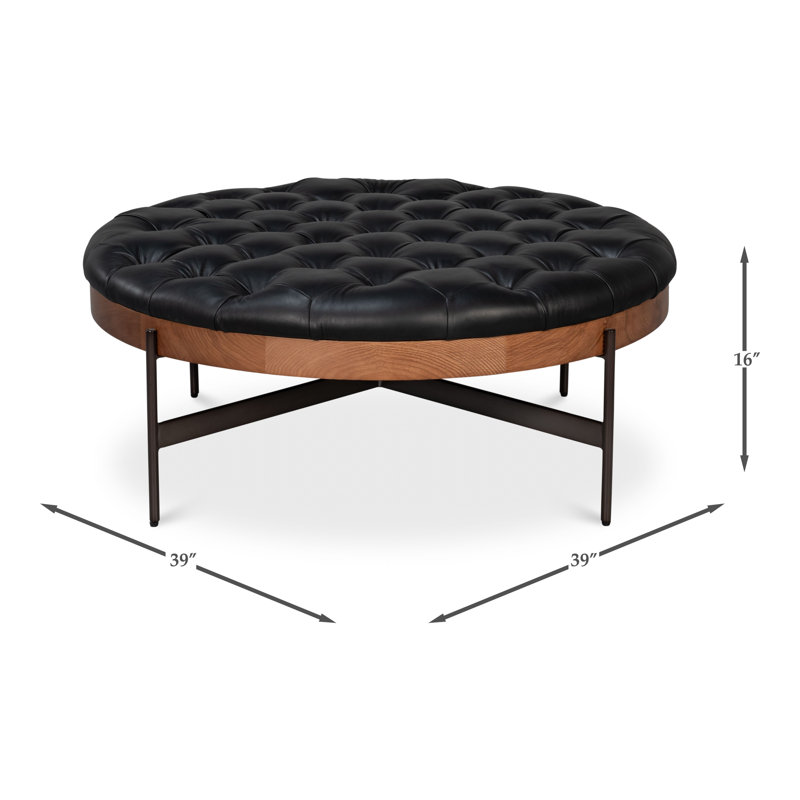 Corbet Round Ottoman, Onyx Black