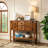 46.7-Inch Brown Vintage Solid Wood Sideboard, With Double Drawers, Cabinet Body, And Bottom Shelf; Suitable For Living Room, Kitchen, And Dining Room.-276588348