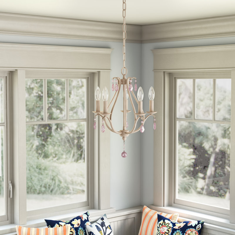 Negron 5 - Light Empire Chandelier, Antique Linen, Clear