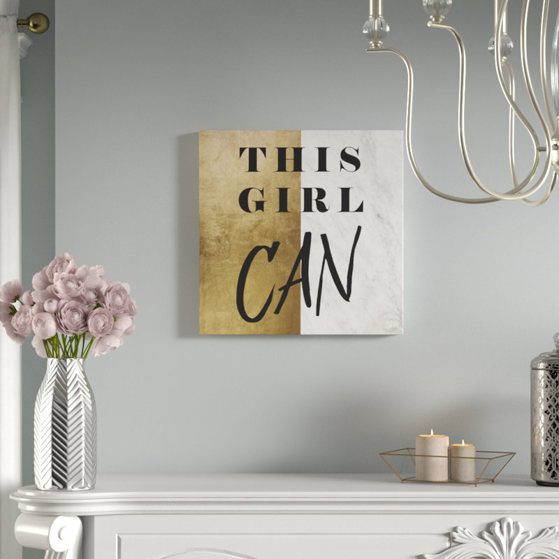 This Girl Can Gold - reproduction d'art textuel sur toile tendue, H 40 po x l 40 po x P 1,5 po