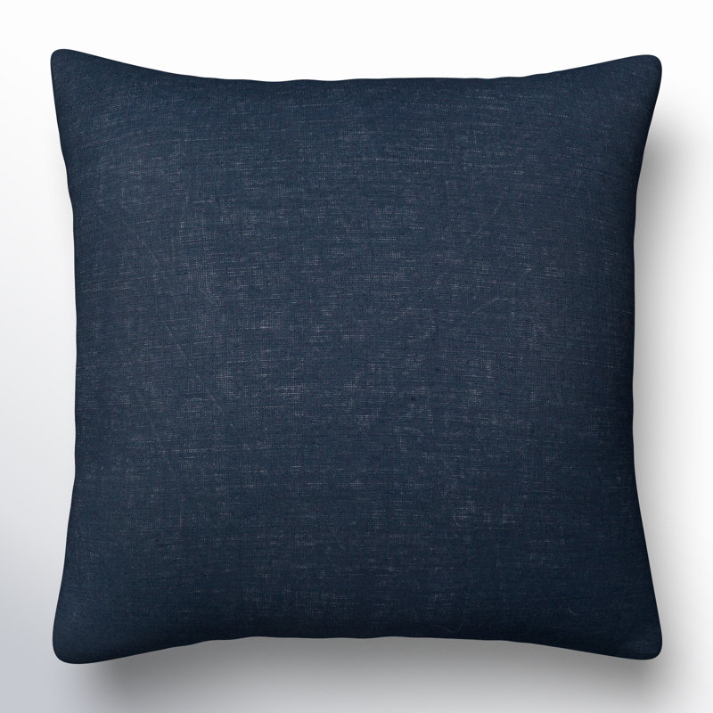 Navy Linen Square Throw Pillow Cover 20" x 20"