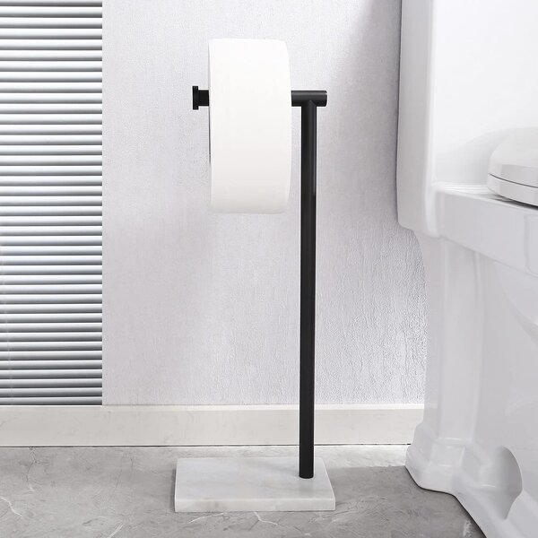 Acehoom 29 in. H Freestanding Toilet Paper Holder in Matte Black