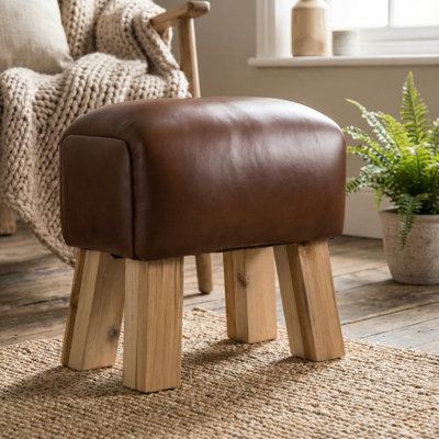 Charroux Leather Accent Stool by Union Rustic