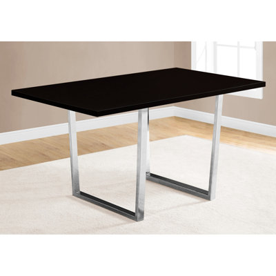 Table rectangulaire de 60 po pour la salle à manger - Stratifié brun avec pieds en métal, plateau de cuisine attrayant, moderne et accrocheur