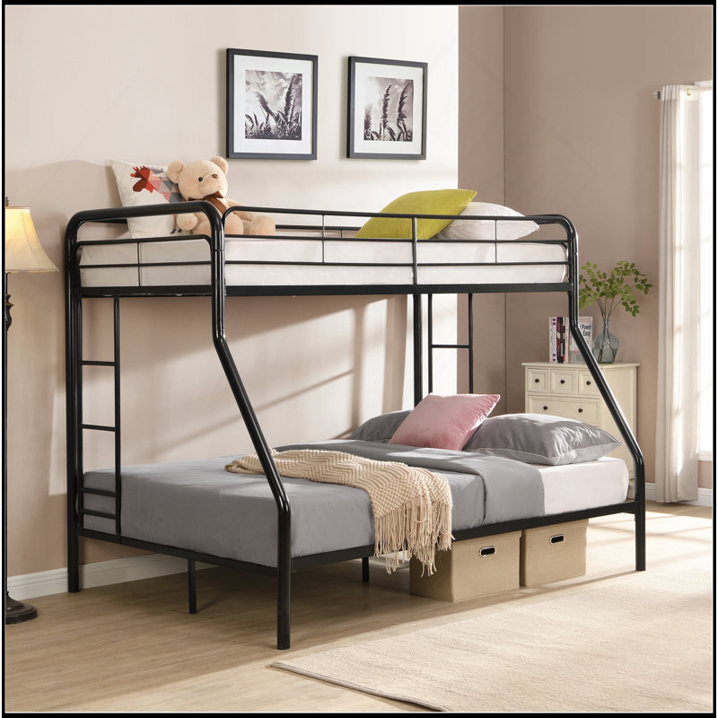 Lit superposé simple au-dessus d'un lit double, aucun sommier nécessaire, grand rangement sous le lit, assemblage facile