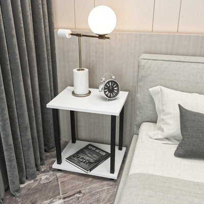 Calvester Nightstand - Modern Square End Table with Lower Shelf by Wade Logan