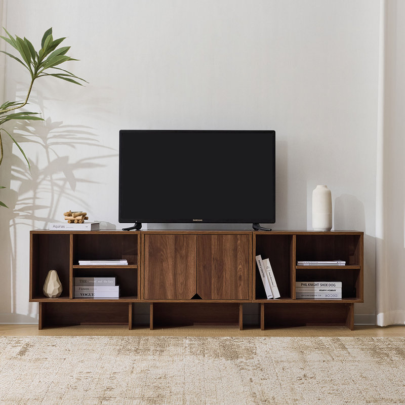  Meuble télé modulaire pour téléviseur de 75 po ou moins Zeno, Noyer, H 20,9 po x L 70,9 po x l 11,8 po
