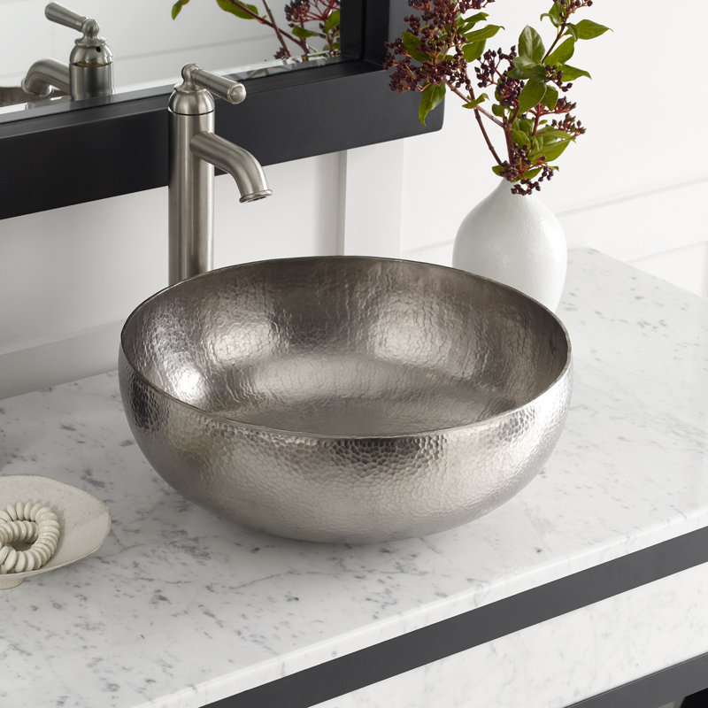 Maestro Metal Circular Vessel Bathroom Sink, Brushed Nickel