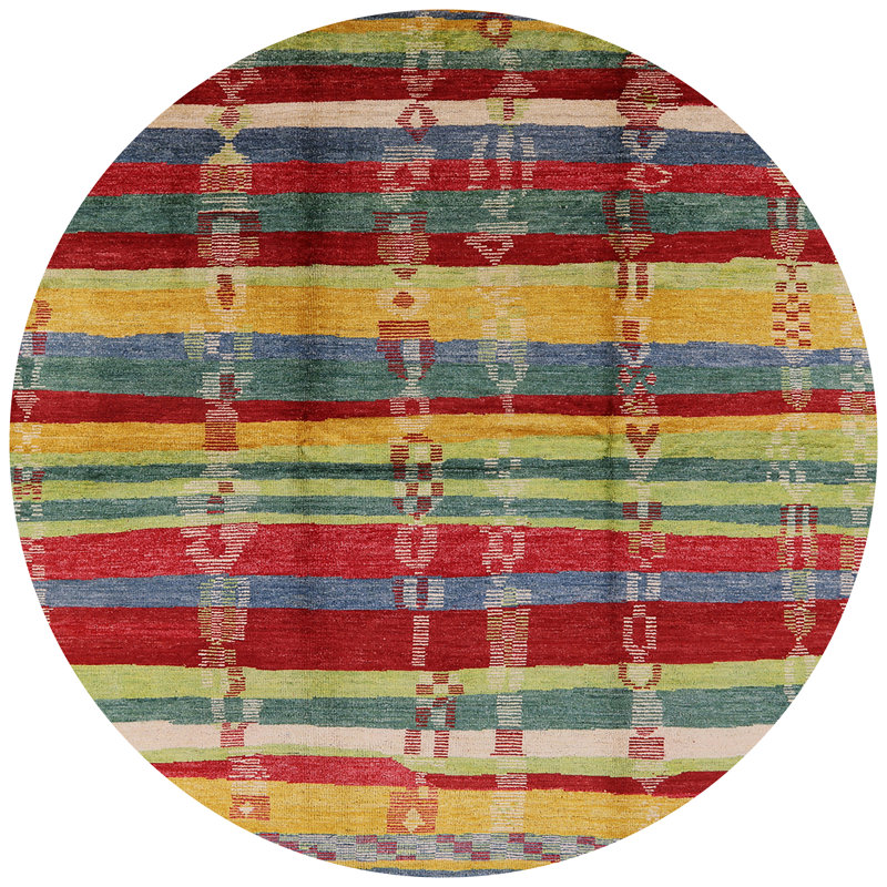 Tapis oriental jaune / rouge Needville, Rond 8 pi