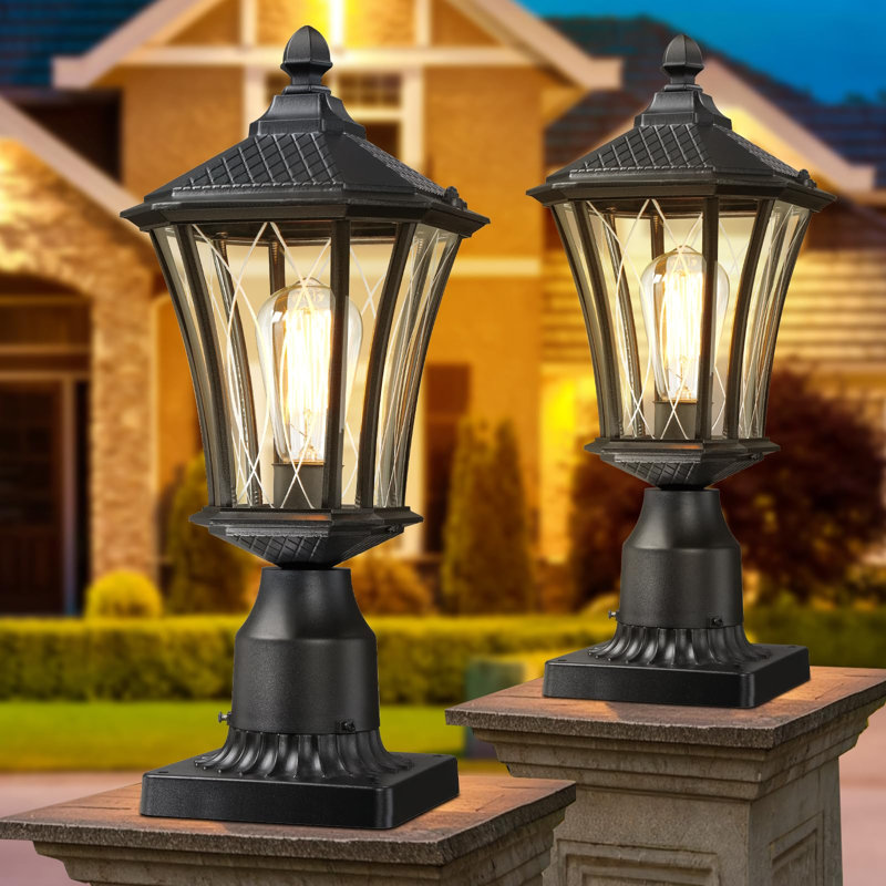Lampadaires extérieurs de 40 cm (16 po), luminaires noirs pour poteaux, paquets de 2