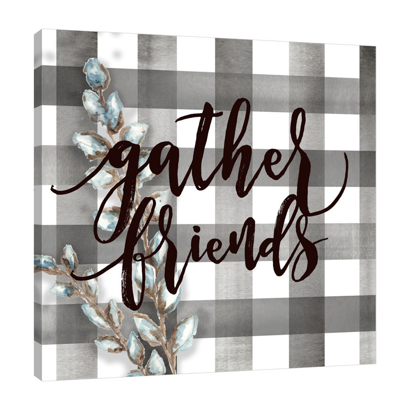 " Buffalo Check: Gather Friends ", 24" H x 24" W x 1.5" D