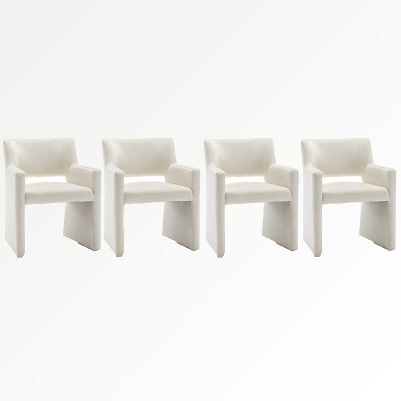 Chaise rembourrée en velours Hambrook, Beige