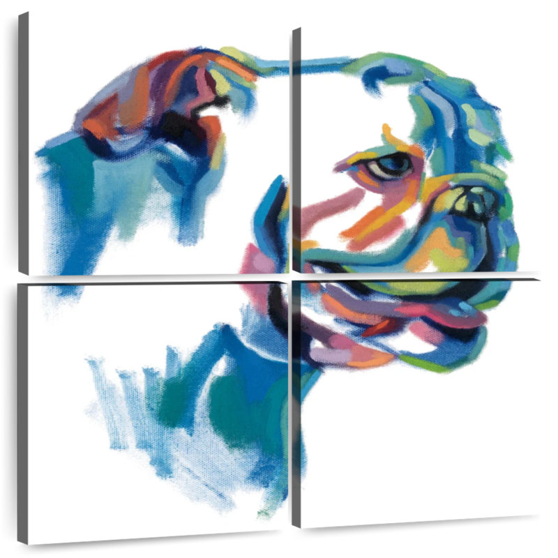 Peinture de bouledogue Brampt, H 57 po x l 57 po