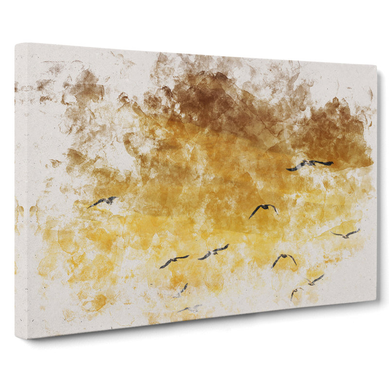 Flying Seagulls at Sunset - Wrapped Canvas, 50cm H x 76cm W x 3cm D