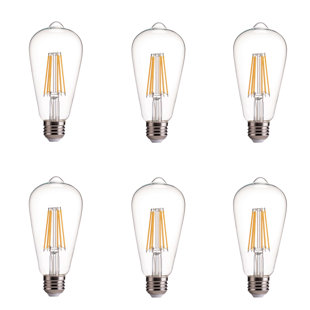 Équivalent à 75 watts, ampoule à intensité variable DEL ST19, blanc chaud (3000K) E26 / culot moyen (standard) (Ensemble de 6)