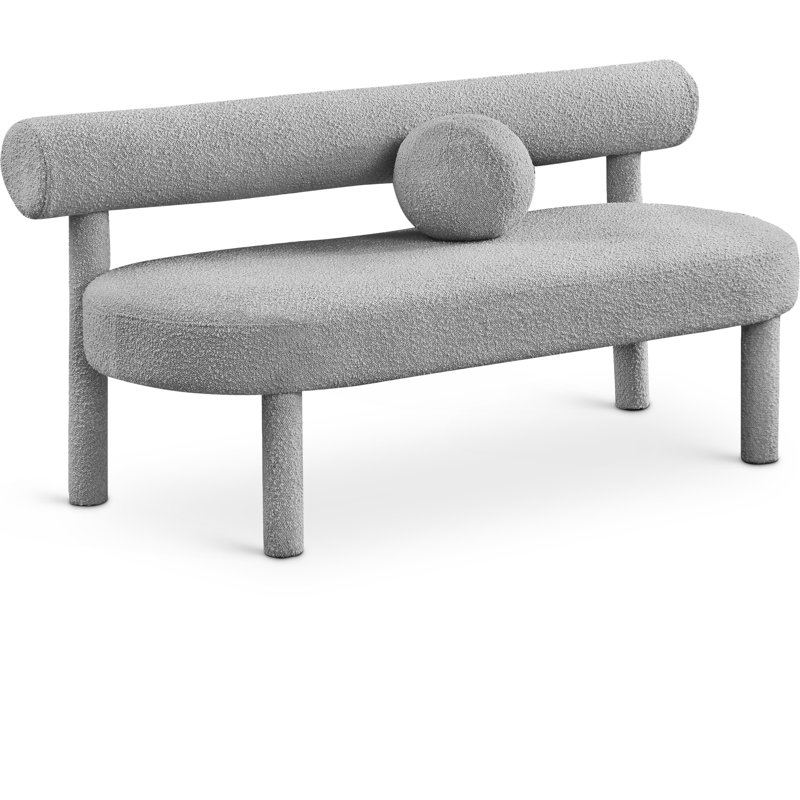Banc de chambre rembourré Sweetgrove, Tissu gris bouclé