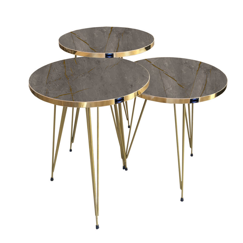 Ginsburg 3 Legs End Table Set, Grey