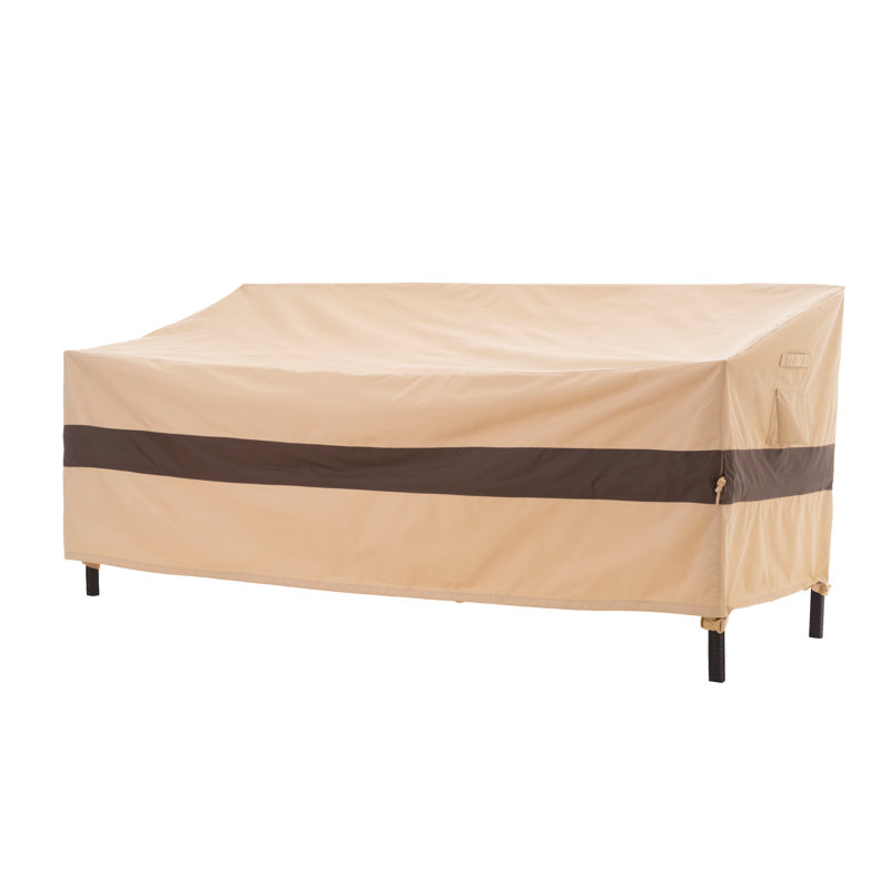 Premium Waterproof Outdoor Patio Sofa Cover: Latest Rip-Stop Fabric, 3-Year Warranty, 35" H x 87" W x 42" D, Beige/Coffee