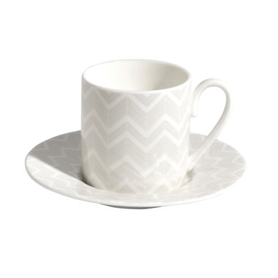 Missoni Coffee Cup & Saucer ZIG ZAG In Luxury Box Diam. 2.3", H 2.5", Cap. 4 Oz, Saucer Diam. 4.75"