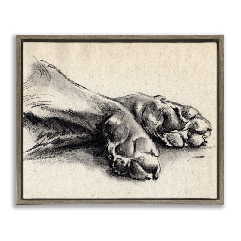 «Dog Paw Charcoal Design Minimal Tan», art mural sur toile par Jennifer Paxton Parker, H 21 po x l 17 po