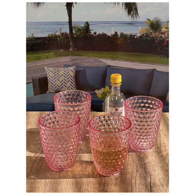 Ensemble de verres à boire en diamant de 4 diamants (12 oz), sans BPA, incassables et lavables au lave-vaisselle